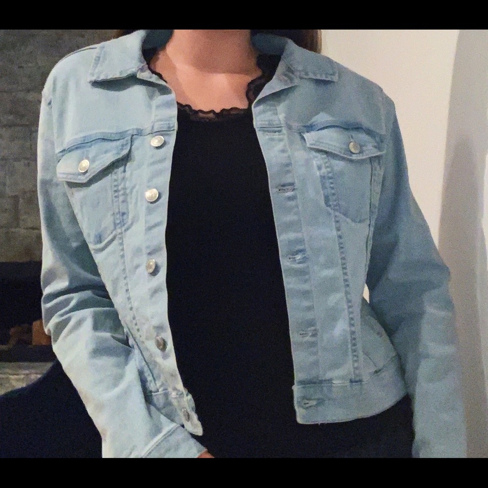 Large blue denim jean jacket